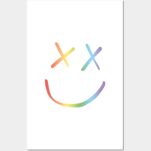 Rainbow Smiley Louis Tomlinson white background Wall Art by lashton9173